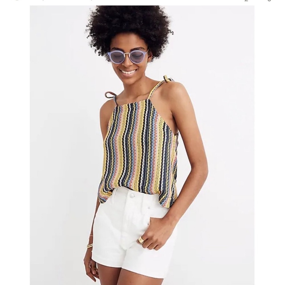 Madewell size Small Texture & Thread Tie-Shoulder Rainbow Crochet Tank Top